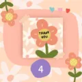 Close-up detail of ins style square thank you card with cute floral illustration design. - Pink Sunflower