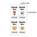 Detail view of cute ins style white thank you stickers sheet with dimensions and cartoon designs. - Ins Colorful Flower Thank You Sticker
