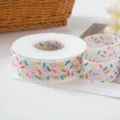 Detailed shot of white sheer ribbon roll with colorful sprinkles pattern for gift packaging. - Colorful Fireworks Mesh Ribbon / 1 Roll Approx 23 Meters