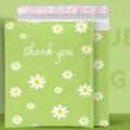 Sobres acolchados de burbujas margaritas verdes bolsas de envío lindas para regalos. - Margarita