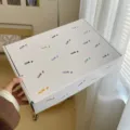 White packing box for photocards and mailing, aesthetic custom carton with cute prints. - Nice Letter Print / 26.5x21.5x7.5cm