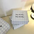 Blue and white plaid packing box airplane box, perfect for photocard storage and shipping. - 18.3x15.8x5.9cm / Blue Plaid