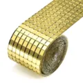 Self-adhesive gold mirror mosaic tile sticker, reflective glass square wall decor roll. - Gold Wall Sticker One Meter