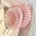 Pink polka dot telephone wire hair ties, clear transparent hair coils, cute daily hair accessories. - 4# Strawberry Coconut 4-Piece Set
