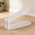 White double-layer adjustable shoe rack organizer, ideal for home and dorm wardrobe storage. - Classic White