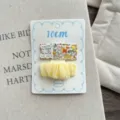Cute sweet floral fabric and yellow mesh hair clip detail close up, children hair accessory - Embroidery Style