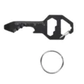 Mini multi-function key shaped EDC tool bottle opener screwdriver with metal key ring - Black
