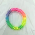 Rainbow Telephone Wire Hair Tie Colorful Spiral Hair Band Elastic Hair Accessory - Gradient Colorful