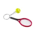 Mini red tennis racket keychain with a small ball, perfect sports souvenir gift for fans. - Red