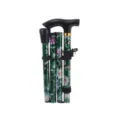 Klappbarer Aluminium-Wanderstock, tragbarer floraler Gehstock für Outdoor-Trekking und Senioren. - Grün bedruckt und faltbar