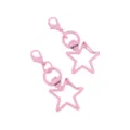 Close-up detail of pink star-shaped rotating lobster clasp keychain DIY accessory. - Rose Red