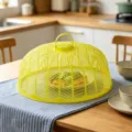 Vue détaillée housse alimentaire plastique jaune cuisine table manger protection anti-insectes. - 25*12CM / Vert