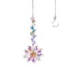 Crystal suncatcher rainbow maker with flower pendant and hanging chain for window decor. - Single Flower / 28cm / AB Color