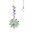 Crystal suncatcher green flower rainbow maker crystal pendant hanging wind chime decoration gift item - Single Flower / 28cm / Green