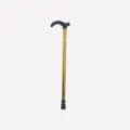 Adjustable aluminum walking cane with ergonomic handle and anti-slip rubber tip for seniors. - Gold