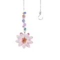 Crystal suncatcher prism hanging pendant pink flower rainbow maker window decor gift 1pc - Single Flower / 28cm / Pink