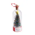 Detailed shot of Christmas tree in a glass bottle with cork and message label for holiday gift. - Glass with Cork Stopper Functional Version