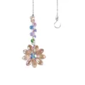 AB Crystal Flower Suncatcher Pendant Rainbow Maker Hanging Crystal Wind Chime Decor - Single Flower / 28cm / Champagne