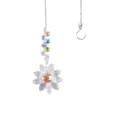 Crystal suncatcher hanging ornament with colorful beads and flower pendant for window decor. - Single Flower / 28cm / Clear