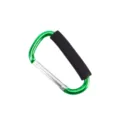 Green D-ring carabiner clip with foam grip, aluminum alloy utility hook for outdoor and daily use - Green