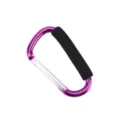 Purple aluminum alloy carabiner with black foam grip, durable D-ring outdoor hook. - Purple