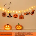 Set de guirnalda decorativa de Halloween con luces LED calabaza murciélago fiesta colgante - Bandera Halloween