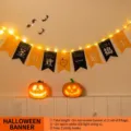 Bandera decorativa de Halloween con luces LED, guirnalda colgante para fiesta temática. - Bandera Cuadrada Truco o Trato