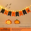 Decoracion para fiesta Halloween banderin calabaza colgante con luces LED calidas - Bandera Vamos a hacer Truco o Trato