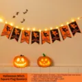Halloween Witch Banner Garland with LED Lights Party Hanging Decor Scary Holiday Props - Halloween Witch Square Flag
