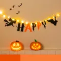 Halloween decoration banner set with LED warm lights, perfect for party and home setup. - HAPPY Letter Banner