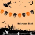 Halloween skull paper garland party hanging decoration for holiday event and home decor setup. - Jagged Skull Banner