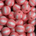 Acrylic striped beads pink white round watermelon beads for DIY handmade jewelry phone chain parts. - Striped Round Bead / 12mm / Deep Pink