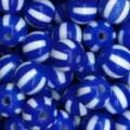 Cuentas acrílicas rayadas dijes redondos fabricación de joyas artesanía 12-16mm - Azul zafiro