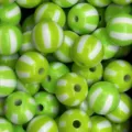 Detalle cuentas acrílicas rayadas verde blanco, abalorios 14mm para accesorios de joyería DIY - Verde Fruta