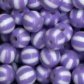 Detalle cuentas acrílicas rayas morado blanco, cuentas redondas lisas para joyería DIY. - Violeta Claro