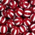 Cuentas redondas a rayas rojas y blancas de acrilico para joyeria artesanal y dijes de telefono. - Rojo