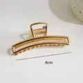 Molletta per capelli in metallo dorato da donna, elegante pinza geometrica di 8cm alla moda - Rettangolare Cavo Oro