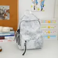 Zaino casual con stampa a stelle per studenti moda viaggio borsa grigia stile quotidiano - Taglia S / Grigio