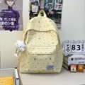 Sac à dos mignon à pois style japonais pour étudiant décontracté avec joli motif de nœud - Jaune avec Pendentif Nuage