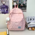 Joli sac à dos rose à pois avec nœud, cartable décontracté et doux pour un usage quotidien. - Rose Avec Charme