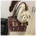 Ethnic style tassel striped tote bag, fashionable versatile shoulder bag for daily travel. - Style 5
