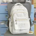 Niedlicher Stern-Polka-Dot-Rucksack für Mädchen, großer lässiger Alltags-Schulranzen - Weiß