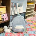 Süße blaue Plüsch Umhängetasche mit Ohren lässige Handtasche für Damen und Mädchen - Blau mit Anhänger