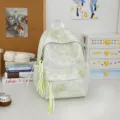 Zaino verde chiaro con stampa di stelle, borsa casual per studenti e viaggi giornalieri chic. - Taglia S / Verde