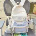 Süßer Studenten Rucksack große Kapazität Ita Bag mit Katzenohren für Schule und Reise - Blau mit Anhänger
