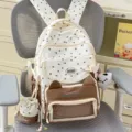 Süßer Schüler Ita Rucksack Großraum Schultasche mit Sichtfenster und Katzenohren Design - Khaki Mit Anhänger