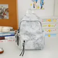 Zaino scolastico con motivo a stelle borsa da viaggio casual con ciondolo di perle chic - Con Ornamento / Taglia S / Grigio