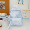 Zaino con stampa stelle blu borsa scolastica casual da studente con ciondolo perla. - Con Ornamento / Taglia S / Blu