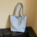 Koreanischer lässiger hellblauer Shopper mit Sternenmuster, große Schultertasche. - Blau