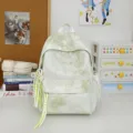 Zaino verde chiaro con stampa di stelle e ciondolo di perle, borsa casual per ragazze. - Con Ornamento / Taglia S / Verde